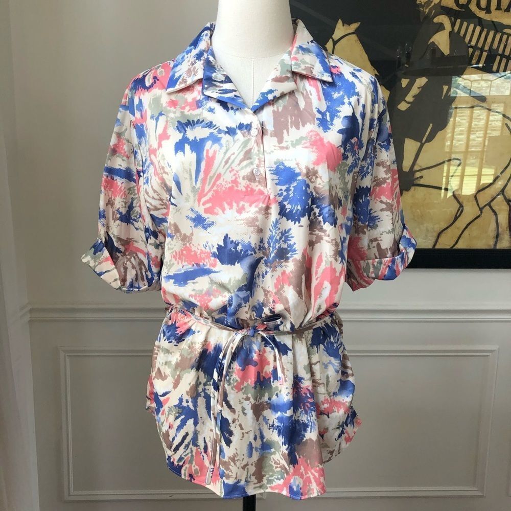 Vintage Haband for Her 70s 80s Tie Waist Tunic L